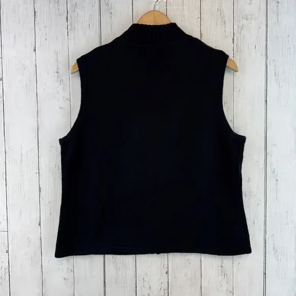 VTG Designers Originals Black Embroidered Christmas Sweater Vest Size Large - Picture 9 of 12